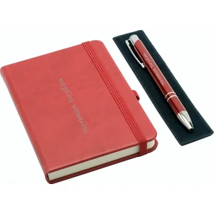 Hediye Shop Kişiye Özel Logolu Deri Lastikli Defter Kalem Seti