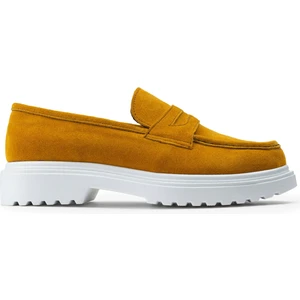 Hakiki Süet Sarı Loafer Kadın Ayakkabı