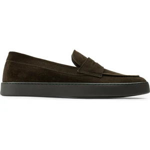 Hakiki Süet Haki Loafer Erkek Ayakkabı