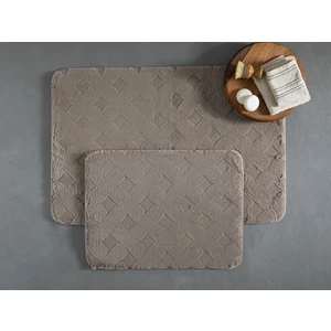 English Home Modest Grid Rabbit Peluş Banyo Paspası Setı 50 x 80 cm+40 x 50 cm Bej