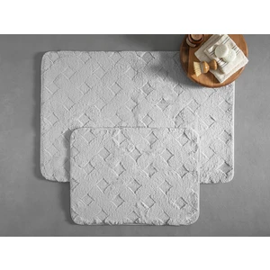 English Home Modest Grid Rabbit Peluş Banyo Paspası Setı 50 x 80 cm+40 x 50 cm Gri
