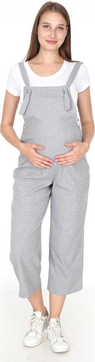 Luvmabelly Gri Hamile Salopet %50 Pamuk %50 Polyester Ayarlanabilir Askılı Model görsel 3