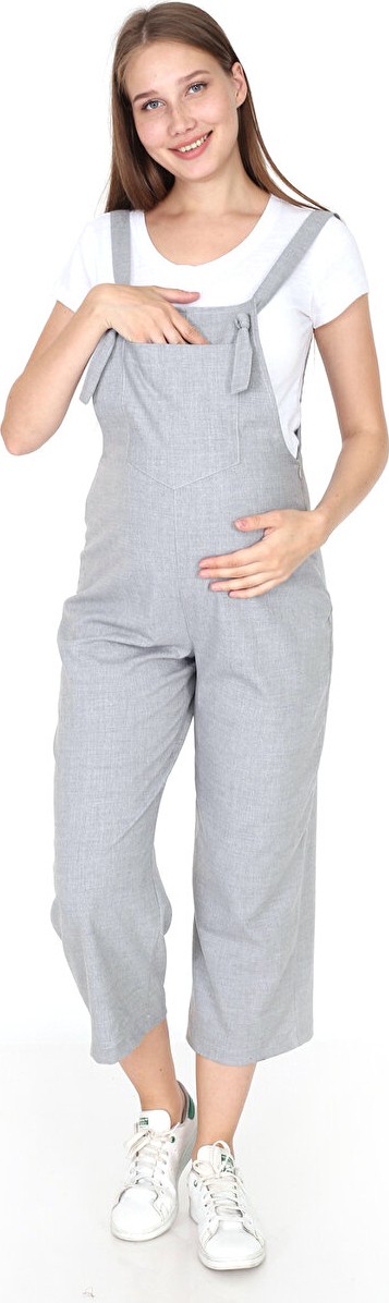 Luvmabelly Gri Hamile Salopet %50 Pamuk %50 Polyester Ayarlanabilir Askılı Model