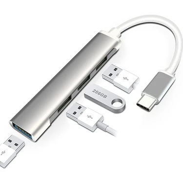 Type - C 4 Girişli USB Çoğaltıcı Type-C To USB Hub 4