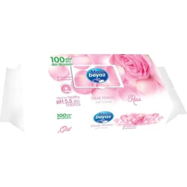 Mavi Beyaz Gül Kokusuna Sahip Islak Havlu 100 Yaprak Cilt Dostu Günlük