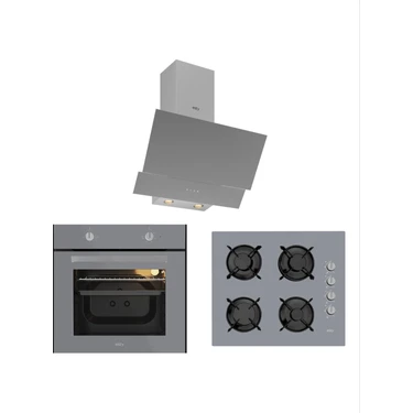 Silverline Esty Gri Ankastre Set Turbo Fırın ve Dokunmatik Davlumbaz A+ Enerji
