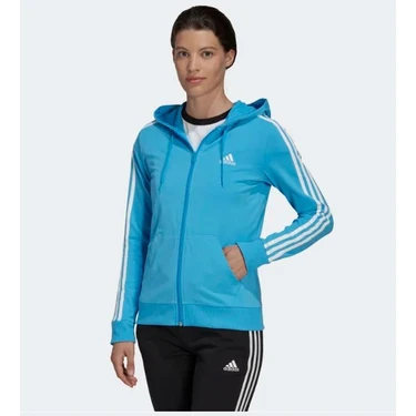 adidas Essentials Single Jersey 3-Stripes Full-Zip Kapüşonlu Üst