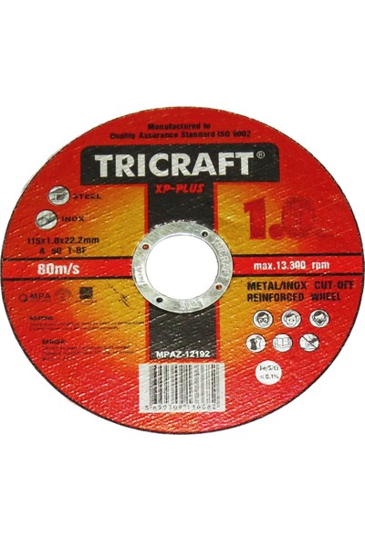 Tricraft Inox Metal Kesici Taş 115x1.0x22 mm 10'lu