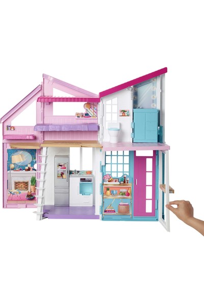 Barbie'nin Malibu Evi, Dönüşüm Özellikli, 25'ten Fazla Parçalı ve 2 Katlı Bebek Evi FXG57