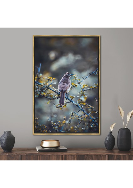 1 Parça Gold Çerçeveli Kanvas Tablo, Kuş Kanvas Sanatı, Mor Kuş Kanvas Baskı,