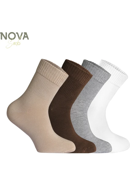 Nova Socks Kadın 4'lü Bambu Lastiksiz Sıkmayan Extra Rahat Şeker Çorabı / Çorap