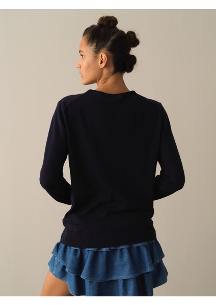 Kadın Lacivert Regular Fit Basic Kazak fırsatları