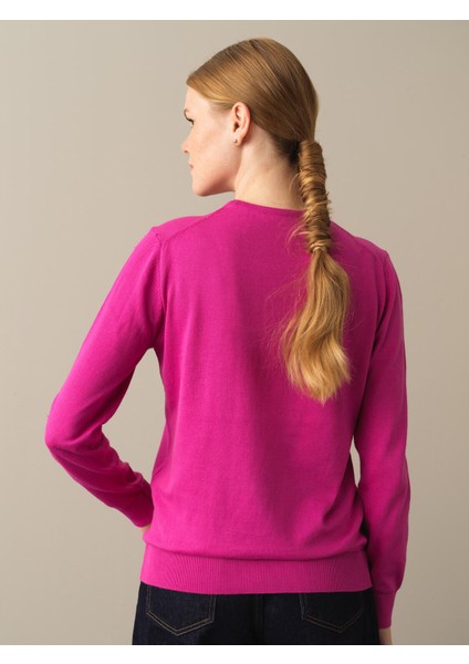 Kadın Fuşya Regular Fit Basic Kazak fırsatları