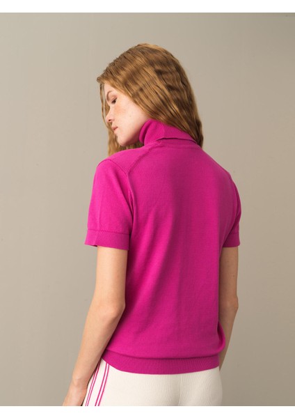 Kadın Fuşya Rahat Kesim Basic Kazak modelleri