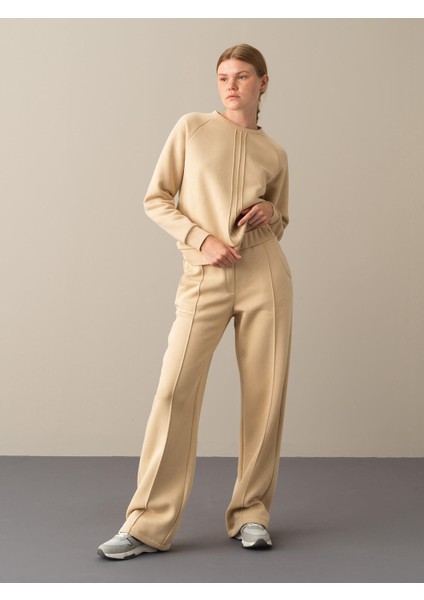 Kadın Bej Regular Fit Sweat Pantolon