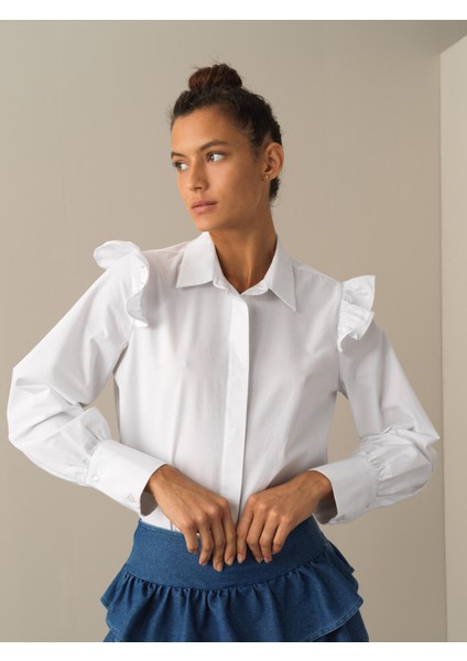 Kadın Beyaz Regular Fit Gömlek fiyatları