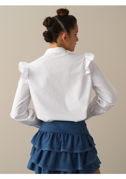 Kadın Beyaz Regular Fit Gömlek fırsatları