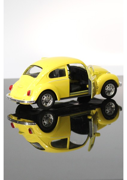 Volkswagen Beetle Sarı Çek Bırak Metal Model Oyuncak Araba 12 cm