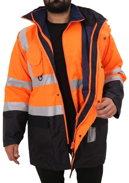 Bestguard Işçi Parkası Yüksek Görünümlü 5+1 Parka - Çok Kullanışlı Ceket Mont Parka