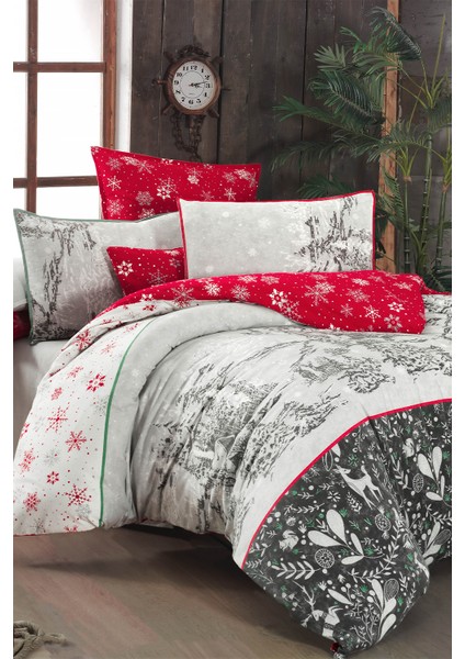 Dolce Kırmızı Çift Kişilik %100 Pamuk Flanel (Pazen) Nevresim Takımı