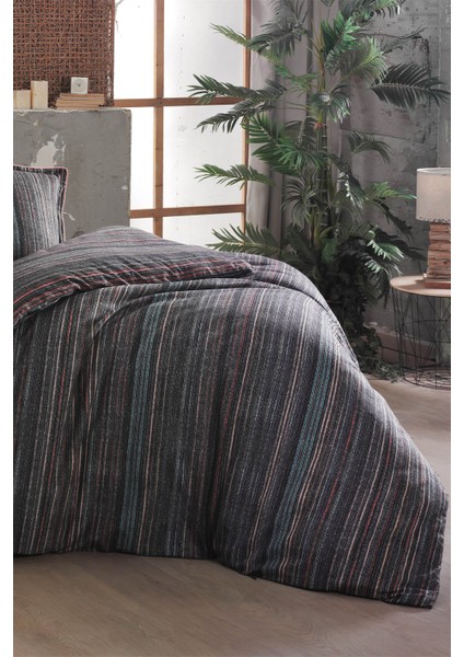 Jonas Antrasit Çift Kişilik %100 Pamuk Flanel (Pazen) Nevresim Takımı fırsatları