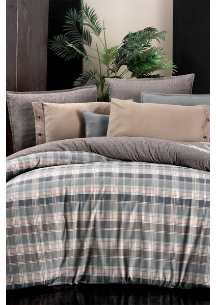 Arno Gri Çift Kişilik %100 Pamuk Flanel (Pazen) Nevresim Takımı modelleri