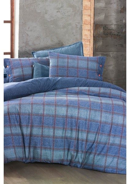 Arves Mavi Çift Kişilik %100 Pamuk Flanel (Pazen) Nevresim Takımı modelleri