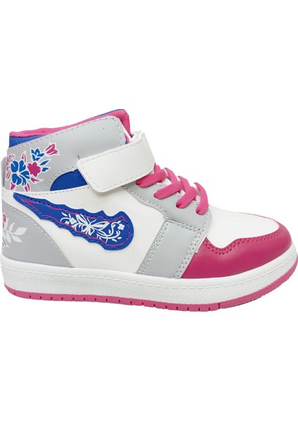 048 Deri Sneakers Kız Çocuk Spor Ayakkabı 31-35 Beyaz Fuşya Buz fiyatları