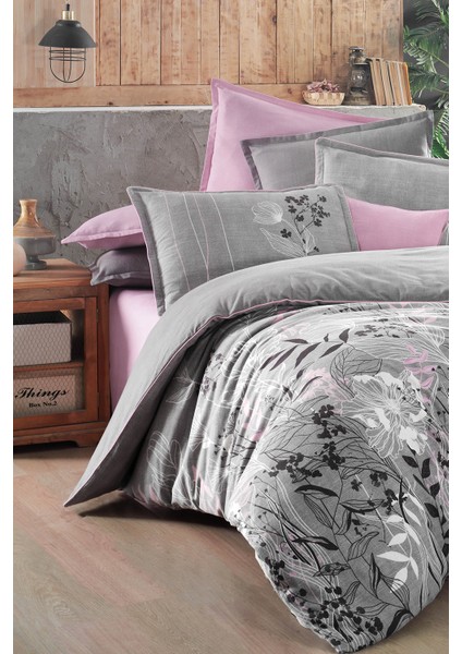 Ines Gri Çift Kişilik %100 Pamuk Flanel (Pazen) Nevresim Takımı fiyatları