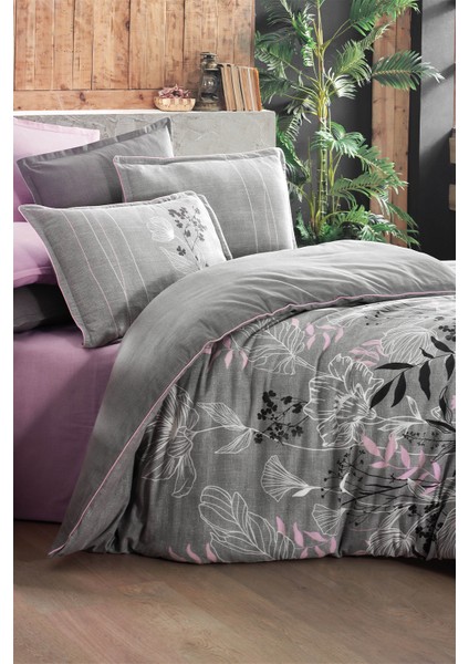 Ines Gri Çift Kişilik %100 Pamuk Flanel (Pazen) Nevresim Takımı modelleri