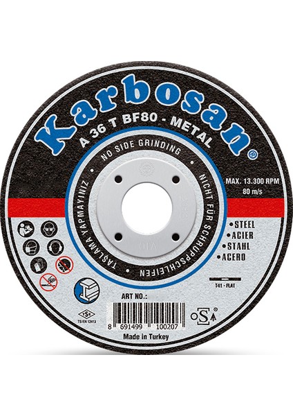 180x3.0x22.23 Metal Kesme Diski - 25 Adet