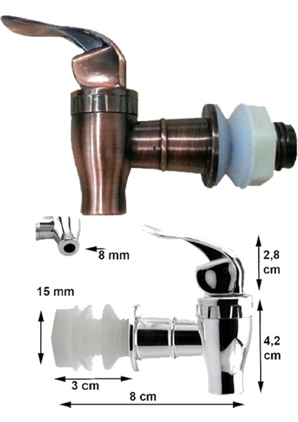 Cam Sebil ve Damacana Bakır Renkli Basmalı Yedek Musluğu Yeni Ürün