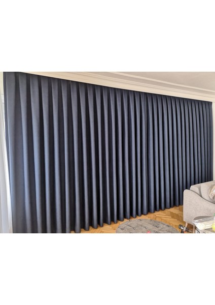 Lacivert Karartma Blackout Otel Ev ve Her Odalara Uygun Fon Perde Düz Pilesiz modelleri