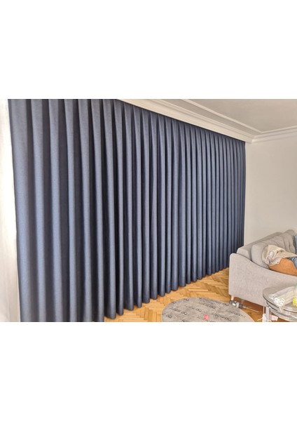Lacivert Karartma Blackout Otel Ev ve Her Odalara Uygun Fon Perde Düz Pilesiz fiyatları