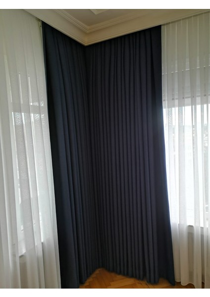 Lacivert Karartma Blackout Otel Ev ve Her Odalara Uygun Fon Perde Düz Pilesiz fırsatları