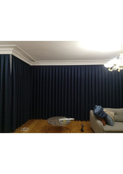 Lacivert Karartma Blackout Otel Ev ve Her Odalara Uygun Fon Perde Düz Pilesiz indirimleri