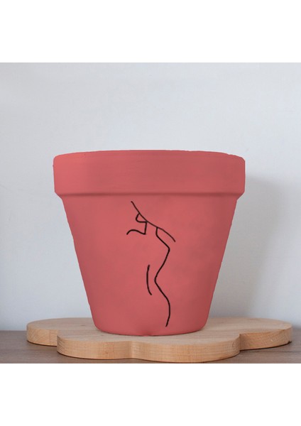 Minimalist Kadın 3 Figürlü Renkli El Yapımı Boyama 13 cm Yalı Saksı