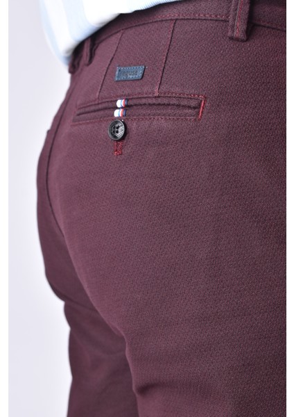 4674 Kuvars Slimfit Likra Mevsimlik Pantolon/bordo/48