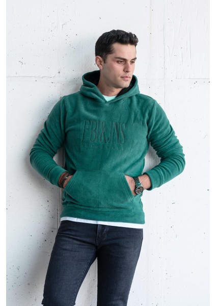 Kapşonlu Slimfit Polar Erkek Sweatshirt