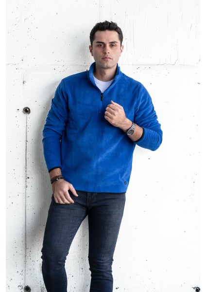 Slimfit Fermuar Yaka Erkek Polar Sweatshirt