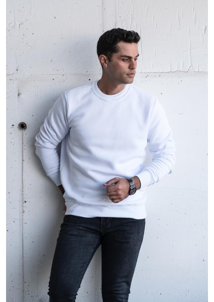 Slimfit Sıfır Yaka Basic 3 Iplik Erkek Sweatshirt fırsatları