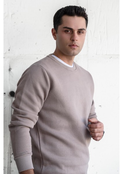 Slimfit Sıfır Yaka Basic 3 Iplik Erkek Sweatshirt fırsatları
