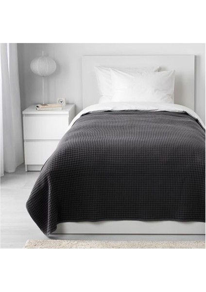 Tek Kişilik Yatak Örtüsü, Koyu Gri Meridyendukkan 150X250 cm %100 Pamuk Yatak Örtüsü