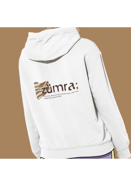 Kişiye Özel Isim Baskılı Cepli, Kapşonlu Beyaz Sweatshirt HK2158 fiyatları