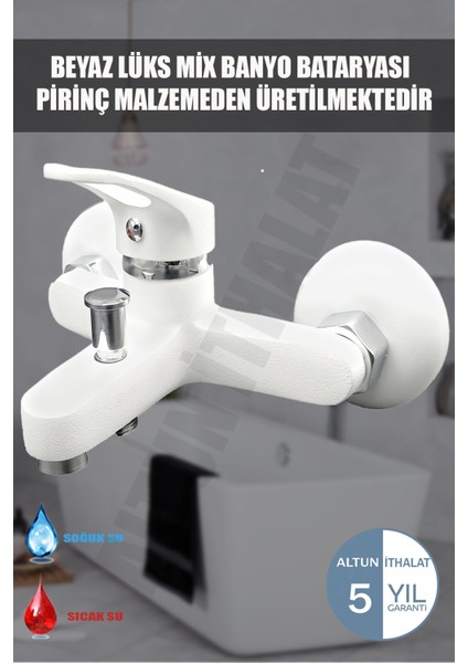 Beyaz Mix Banyo Bataryası Aç Kapa Duş Bataryası