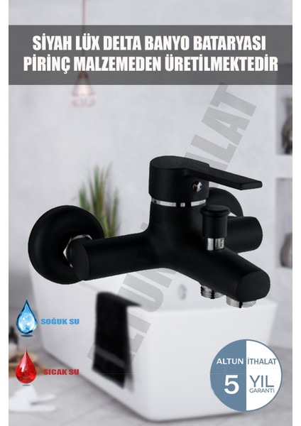 Siyah Mix Banyo Duş Bataryası Aç Kapa Musluk