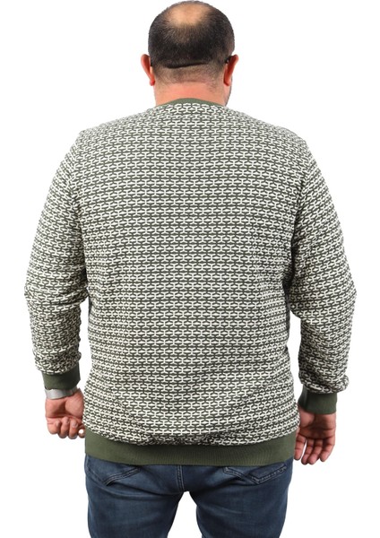 Mocgrande Büyük Beden Erkek Bisiklet Yaka Sweatshirt 22715-HAKI modelleri