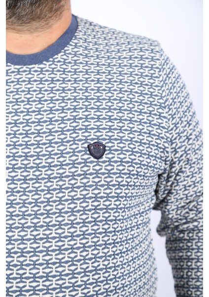 Büyük Beden Erkek Bisiklet Yaka Sweatshirt 22715-INDIGO fiyatları