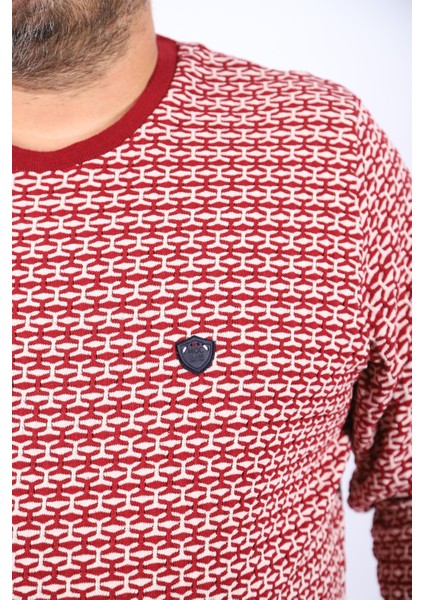 Büyük Beden Erkek Bisiklet Yaka Sweatshirt 22715-BORDO fiyatları