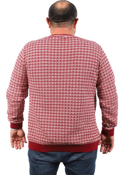 Büyük Beden Erkek Bisiklet Yaka Sweatshirt 22715-BORDO modelleri
